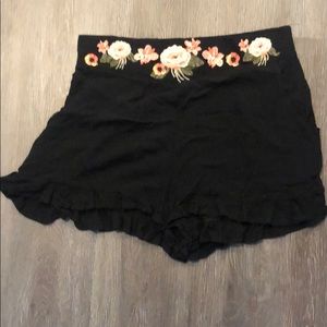 Black Shorts with Flowers